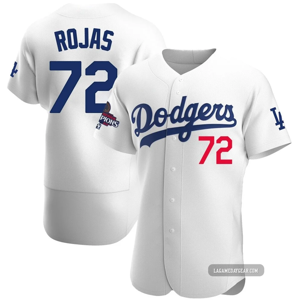Miguel Rojas ＃72 Los Angeles Dodgers Authentic Men's White Home Official 2024 World Series Champions Jersey