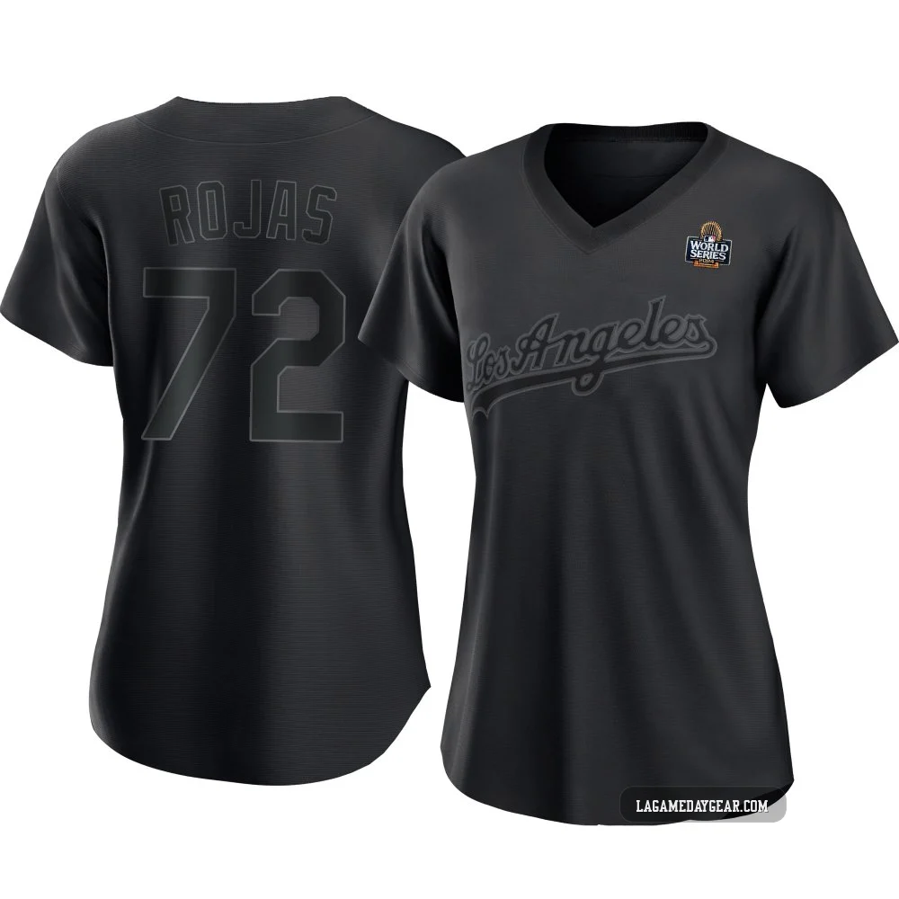 Miguel Rojas ＃72 Los Angeles Dodgers Authentic Women's Black Pitch Fashion 2024 World Series Jersey