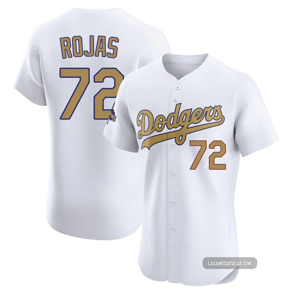 Miguel Rojas ＃72 Los Angeles Dodgers Elite Men's Gold White 2025 Collection Jersey