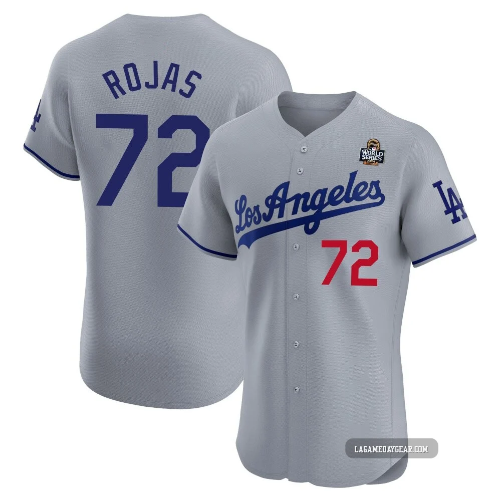 Miguel Rojas ＃72 Los Angeles Dodgers Elite Men's Gray Road 2024 World Series Jersey