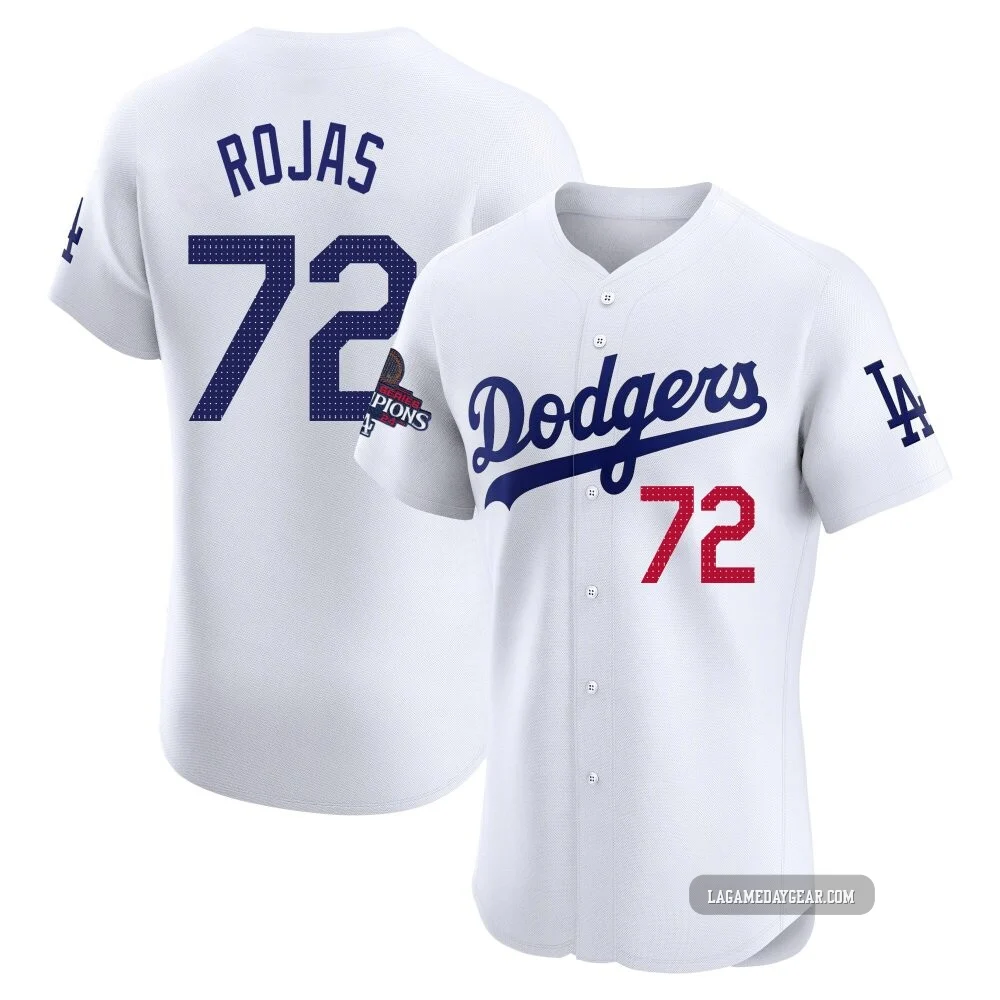 Miguel Rojas ＃72 Los Angeles Dodgers Elite Men's White Home World Series Champions Jersey