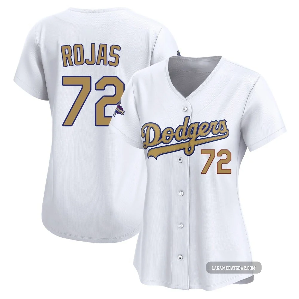 Miguel Rojas ＃72 Los Angeles Dodgers Limited Women's Gold White 2025 Collection Jersey