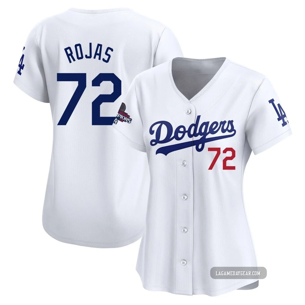 Miguel Rojas ＃72 Los Angeles Dodgers Limited Women's White Home 2024 World Series Champions Jersey