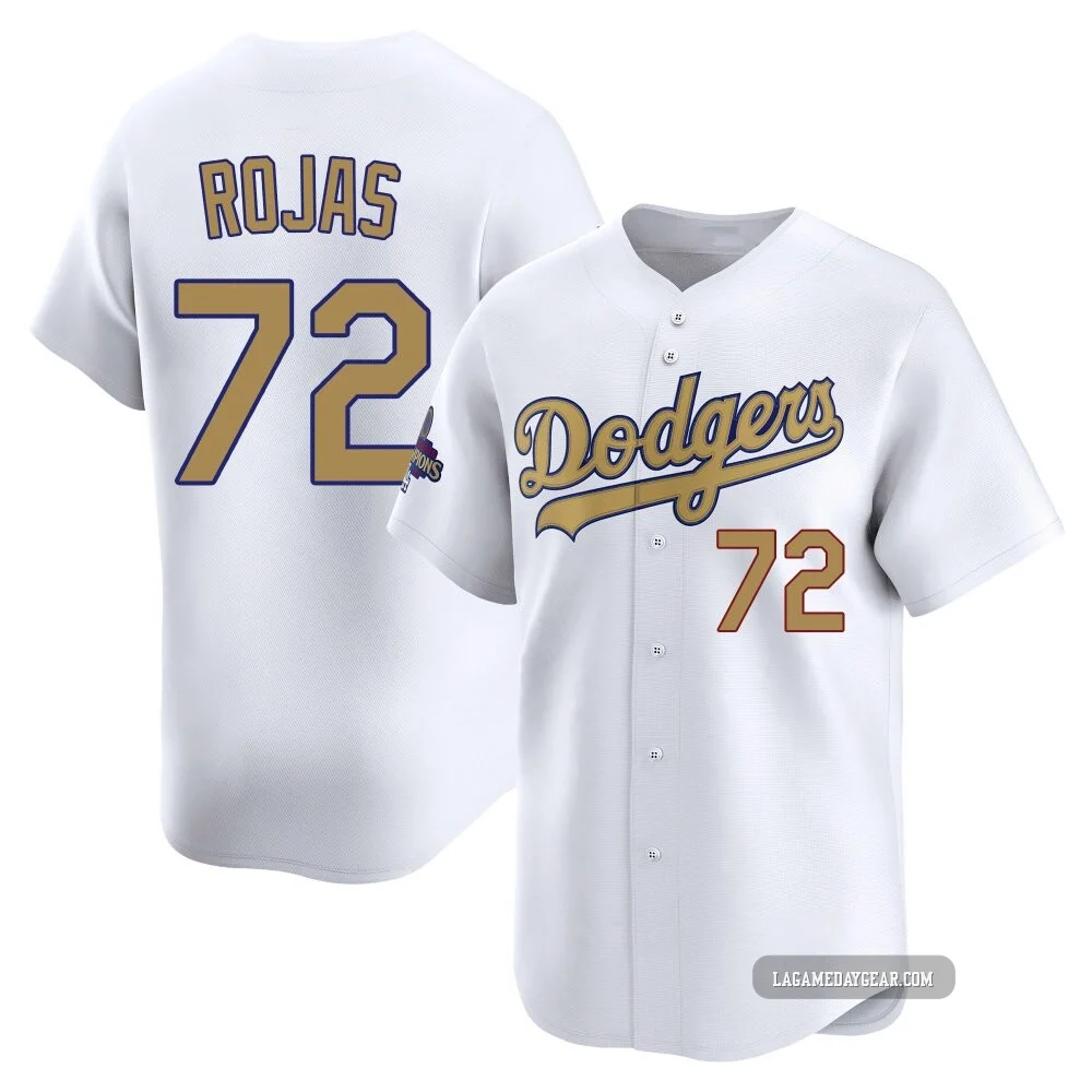 Miguel Rojas ＃72 Los Angeles Dodgers Limited Youth Gold White 2025 Collection Jersey