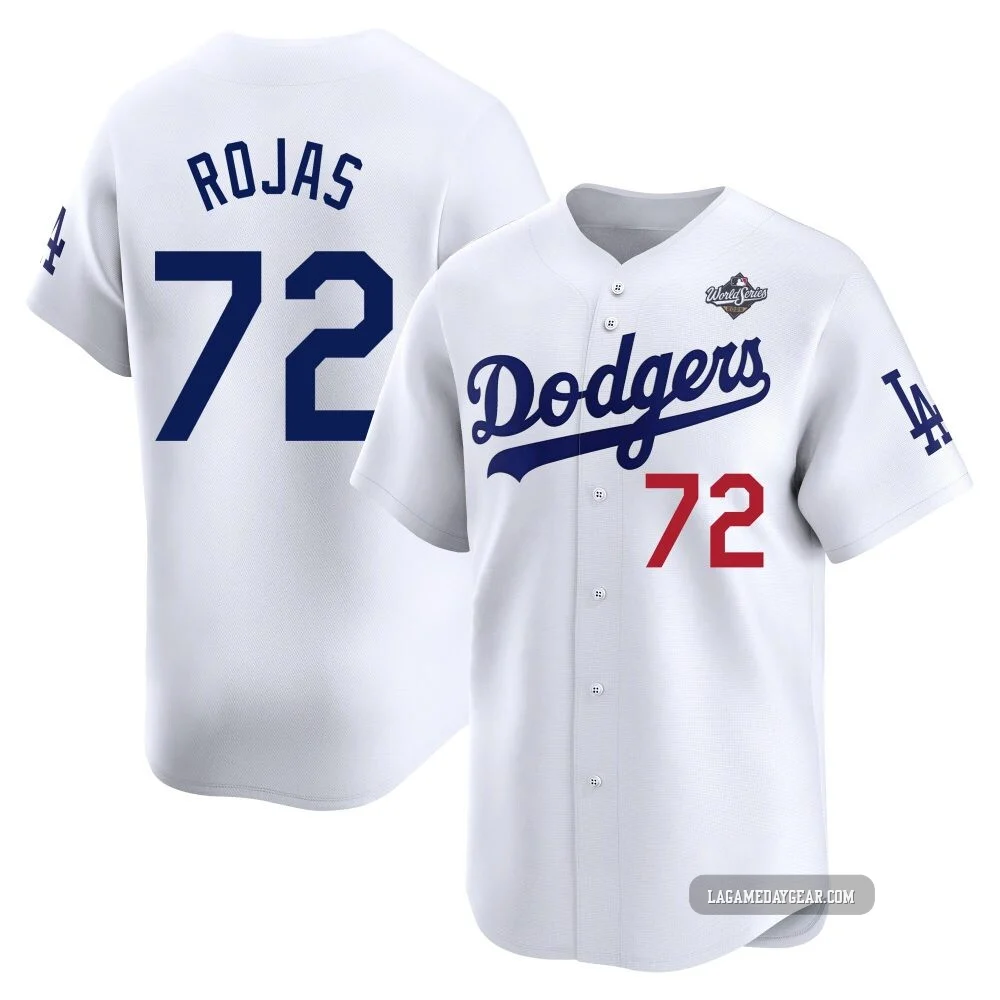 Miguel Rojas ＃72 Los Angeles Dodgers Limited Youth White Home 2025 World Series Jersey