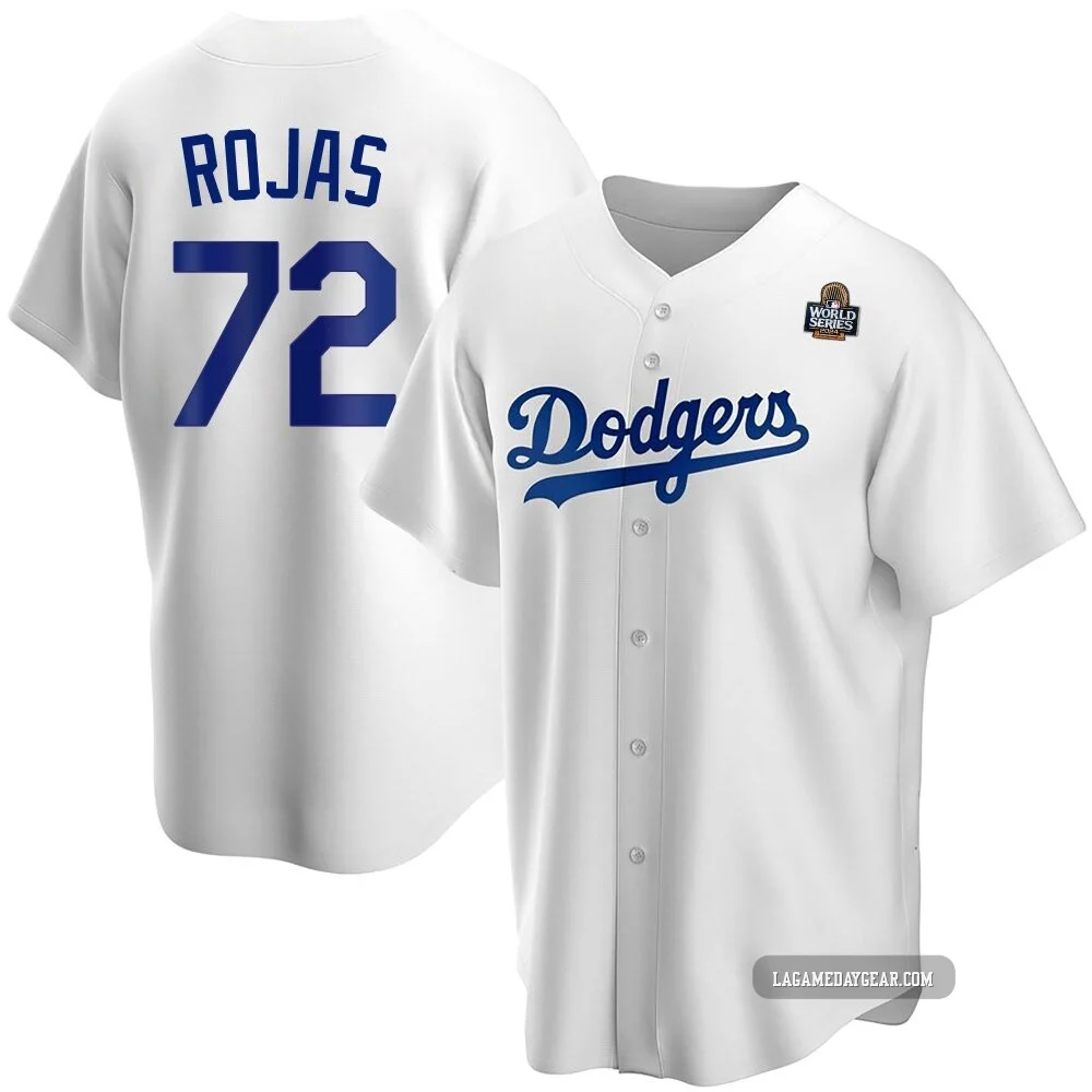 Miguel Rojas ＃72 Los Angeles Dodgers Replica Men's White Home 2024 World Series Jersey
