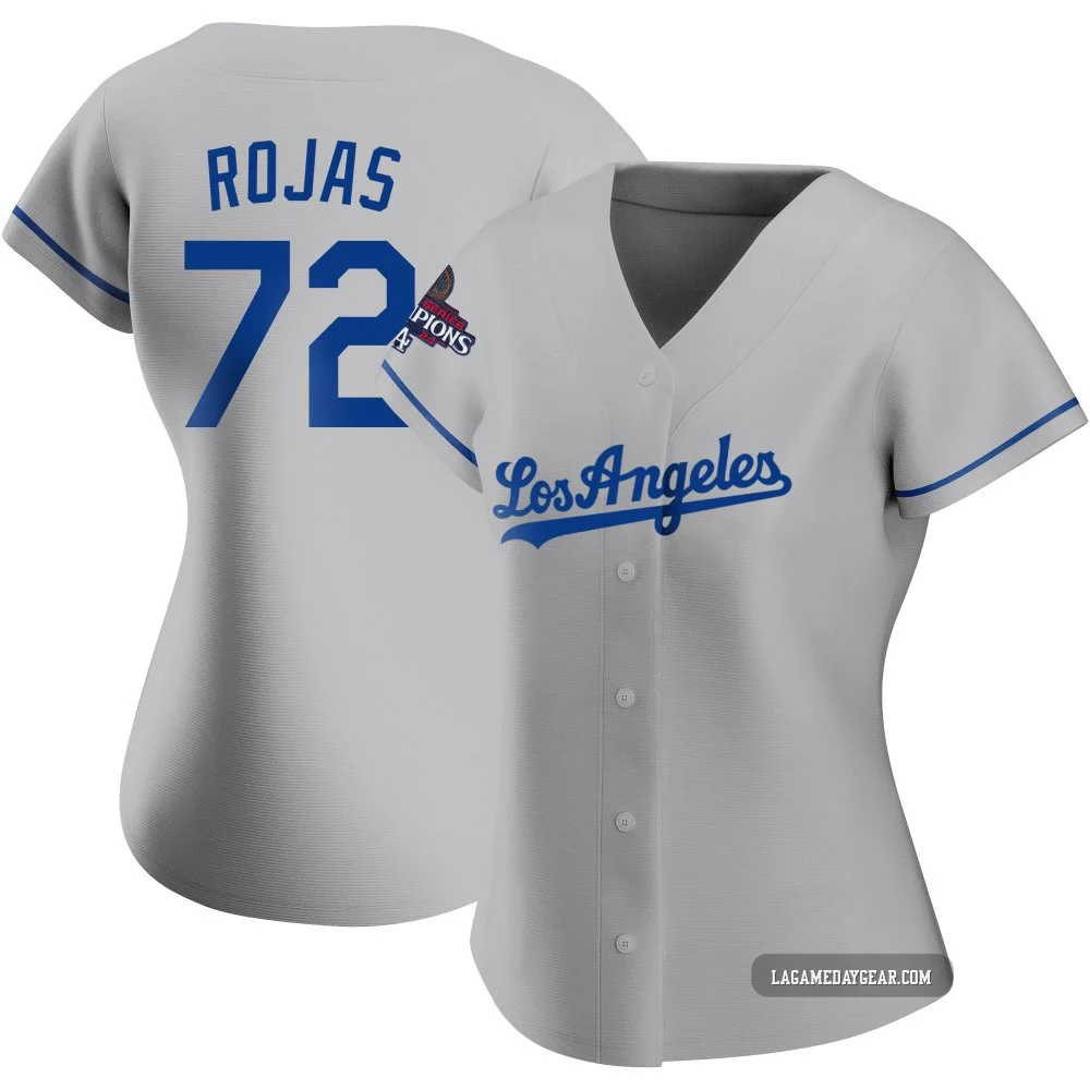 Miguel Rojas ＃72 Los Angeles Dodgers Replica Women's Gray Road 2024 World Series Champions Jersey