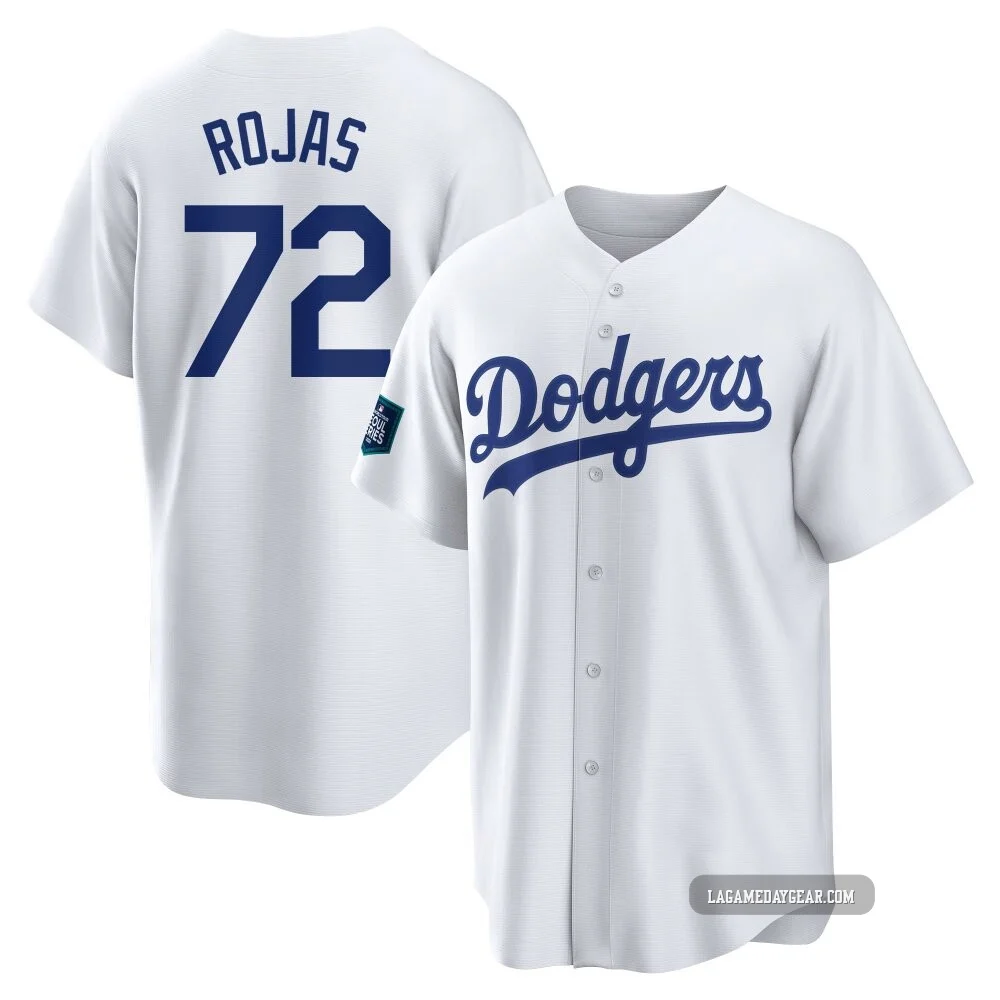 Miguel Rojas ＃72 Los Angeles Dodgers Replica Youth White 2024 World Tour Seoul Series Home Jersey