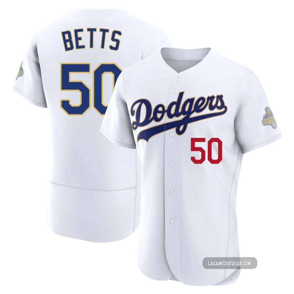Mookie Betts ＃50 Los Angeles Dodgers Authentic Men's Gold White 2026 Collection Jersey