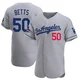 Mookie Betts ＃50 Los Angeles Dodgers Authentic Men's Gray Away Official 2024 World Series Champions Jersey