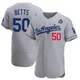 Mookie Betts ＃50 Los Angeles Dodgers Authentic Men's Gray Away Official 2024 World Series Jersey