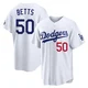 Mookie Betts ＃50 Los Angeles Dodgers Limited Men's White Home Stadium Jersey