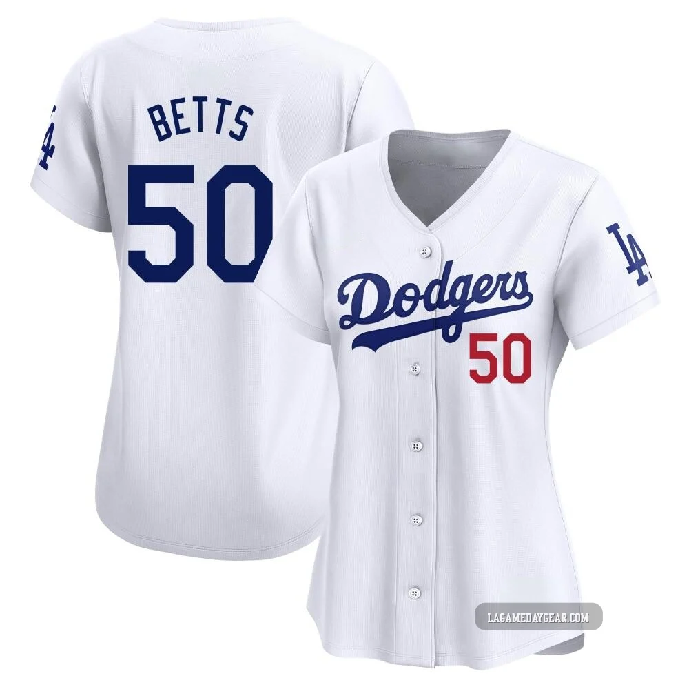 Mookie Betts ＃50 Los Angeles Dodgers Limited Women's White Home Jersey