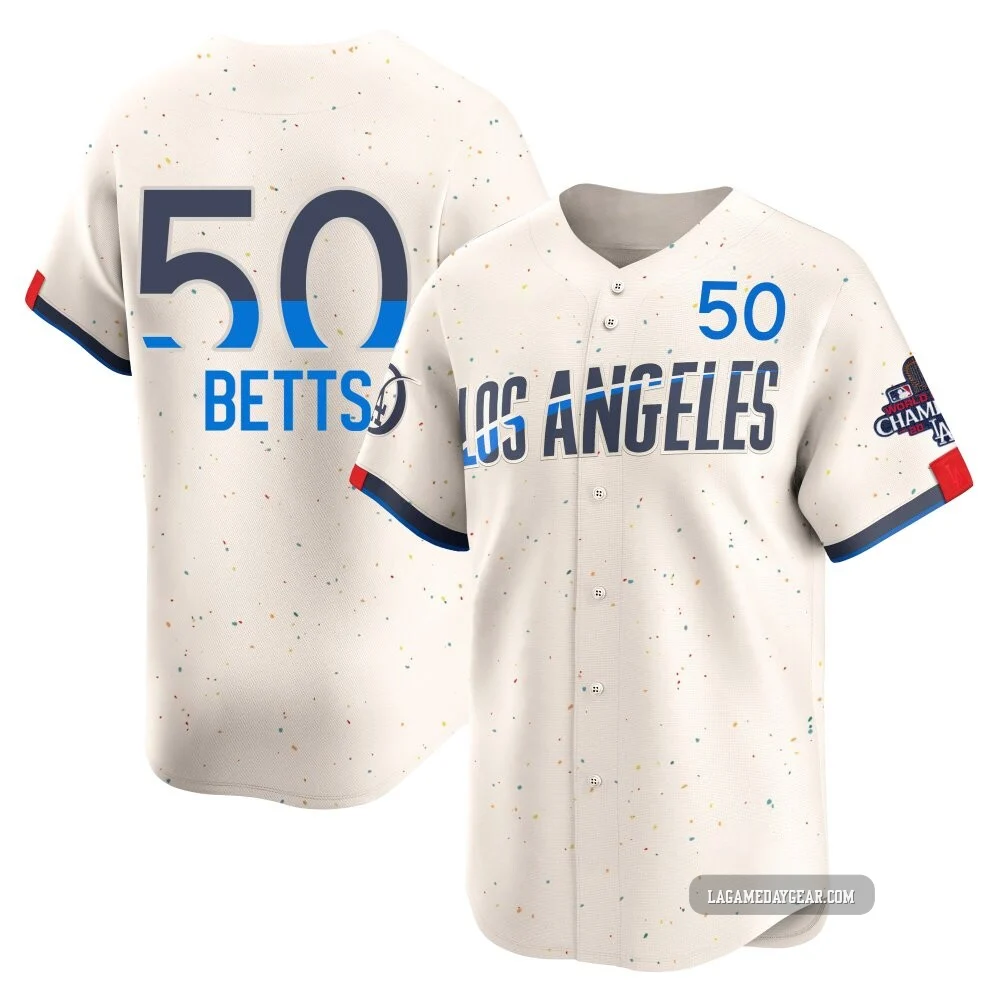 Mookie Betts ＃50 Los Angeles Dodgers Limited Youth Cream 2024 City Connect World Series Champions Jersey
