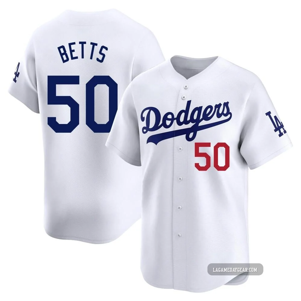 Mookie Betts ＃50 Los Angeles Dodgers Limited Youth White Home Jersey
