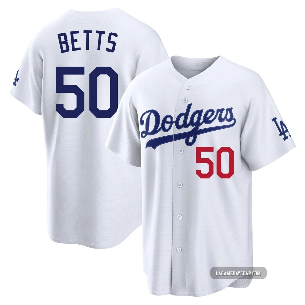 Mookie Betts ＃50 Los Angeles Dodgers Limited Youth White Home Stadium Jersey