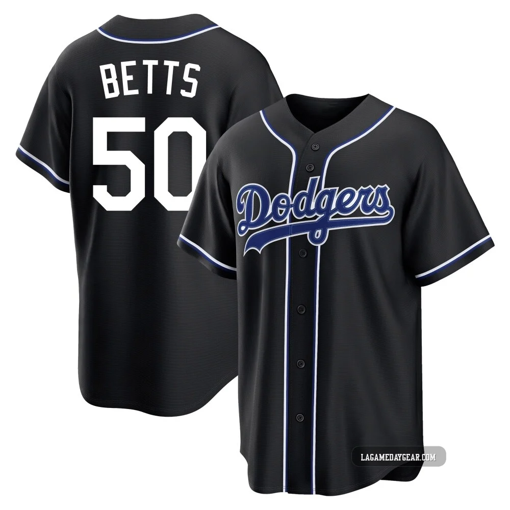 Mookie Betts ＃50 Los Angeles Dodgers Replica Men's Black Fashion Out Jersey