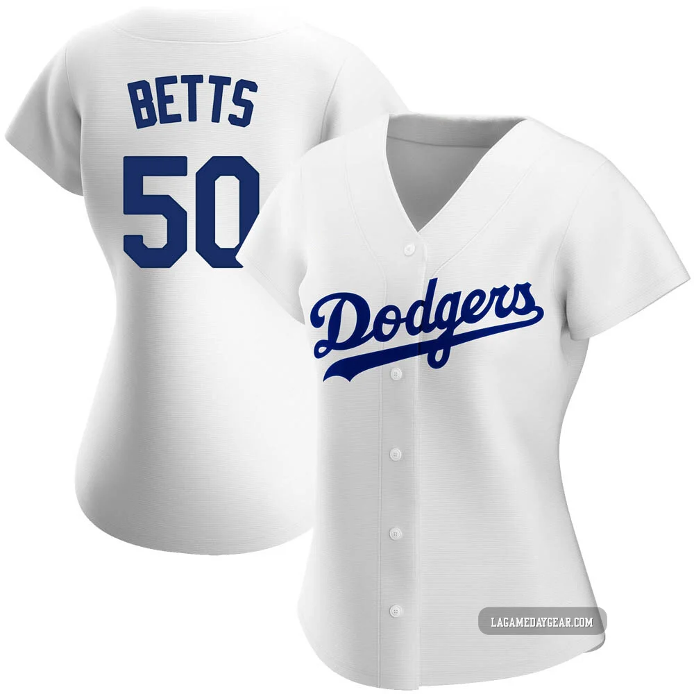 Mookie Betts ＃50 Los Angeles Dodgers Replica Women's White Home Jersey