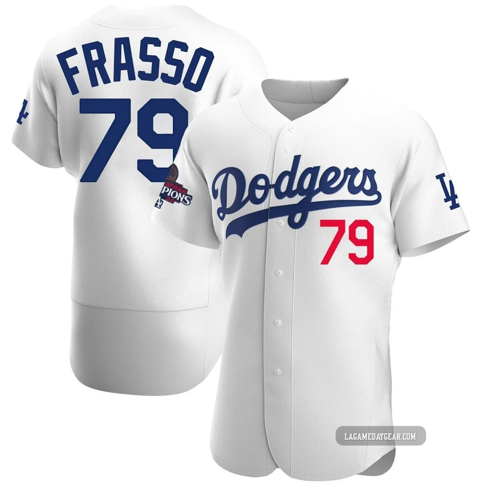Nick Frasso ＃79 Los Angeles Dodgers Authentic Men's White Home Official 2024 World Series Champions Jersey