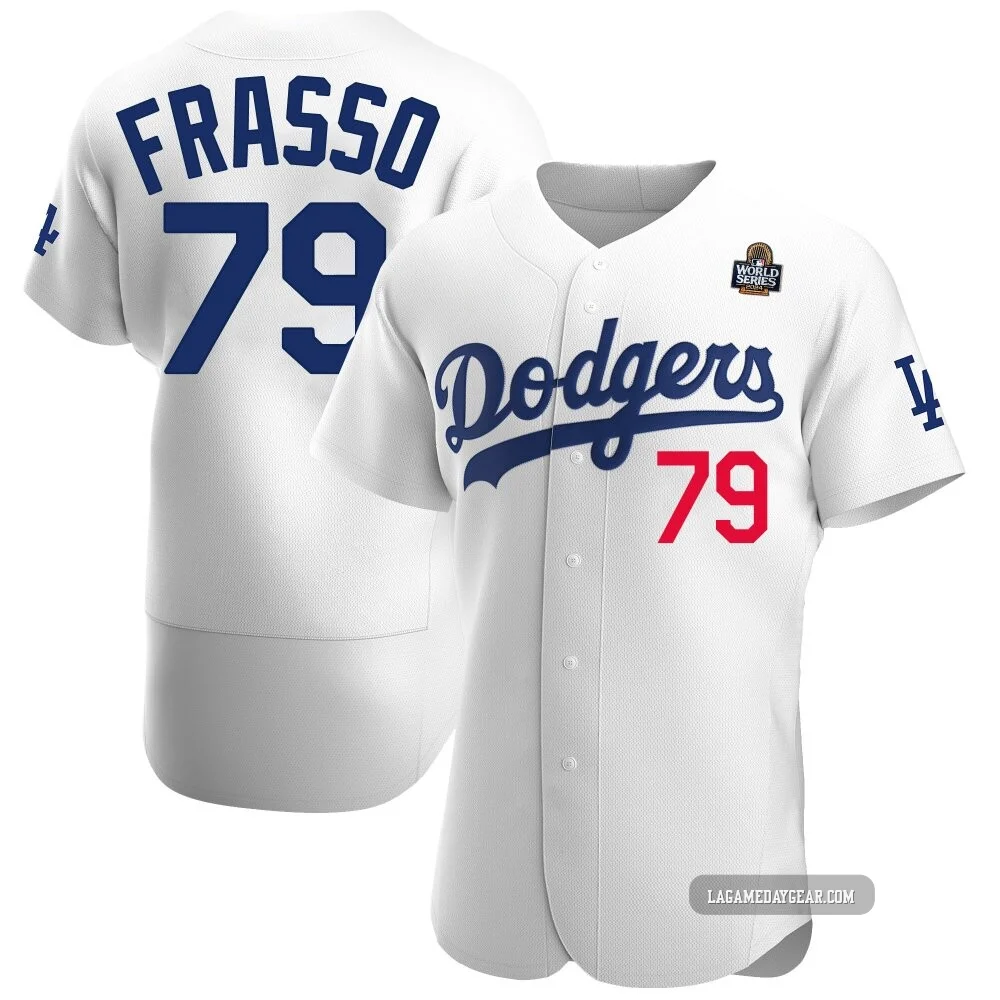Nick Frasso ＃79 Los Angeles Dodgers Authentic Men's White Home Official 2024 World Series Jersey