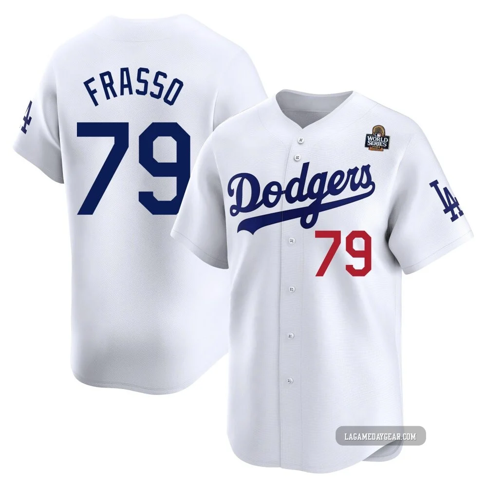 Nick Frasso ＃79 Los Angeles Dodgers Limited Men's White Home 2024 World Series Jersey