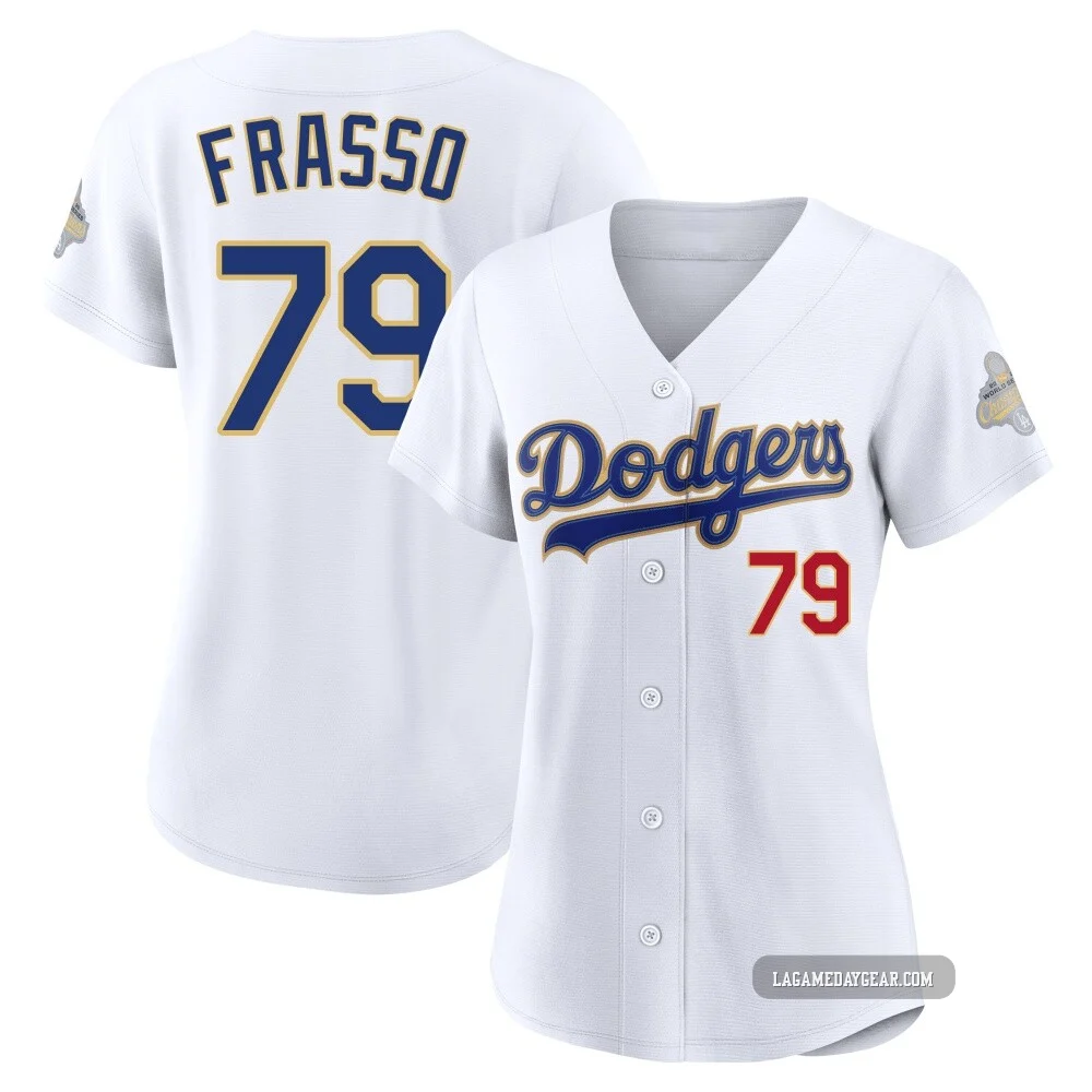 Nick Frasso ＃79 Los Angeles Dodgers Limited Women's Gold White 2026 Collection Stadium Jersey