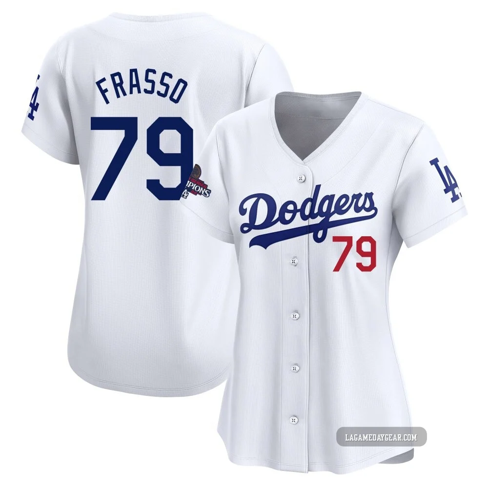 Nick Frasso ＃79 Los Angeles Dodgers Limited Women's White Home 2024 World Series Champions Jersey