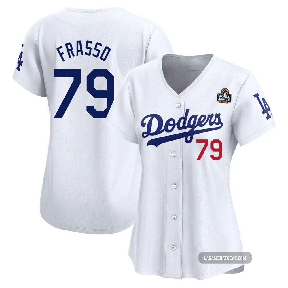 Nick Frasso ＃79 Los Angeles Dodgers Limited Women's White Home 2024 World Series Jersey