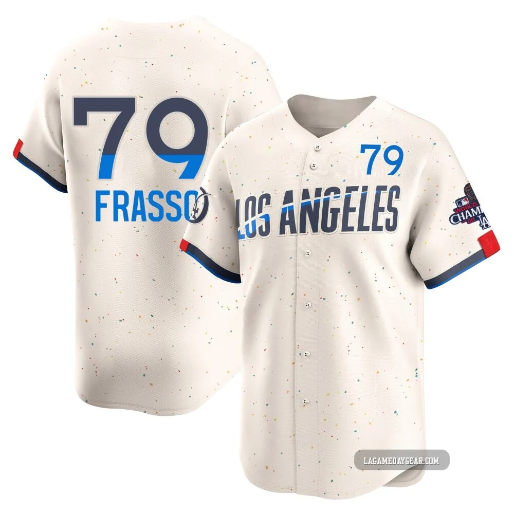 Nick Frasso ＃79 Los Angeles Dodgers Limited Youth Cream 2024 City Connect World Series Champions Jersey