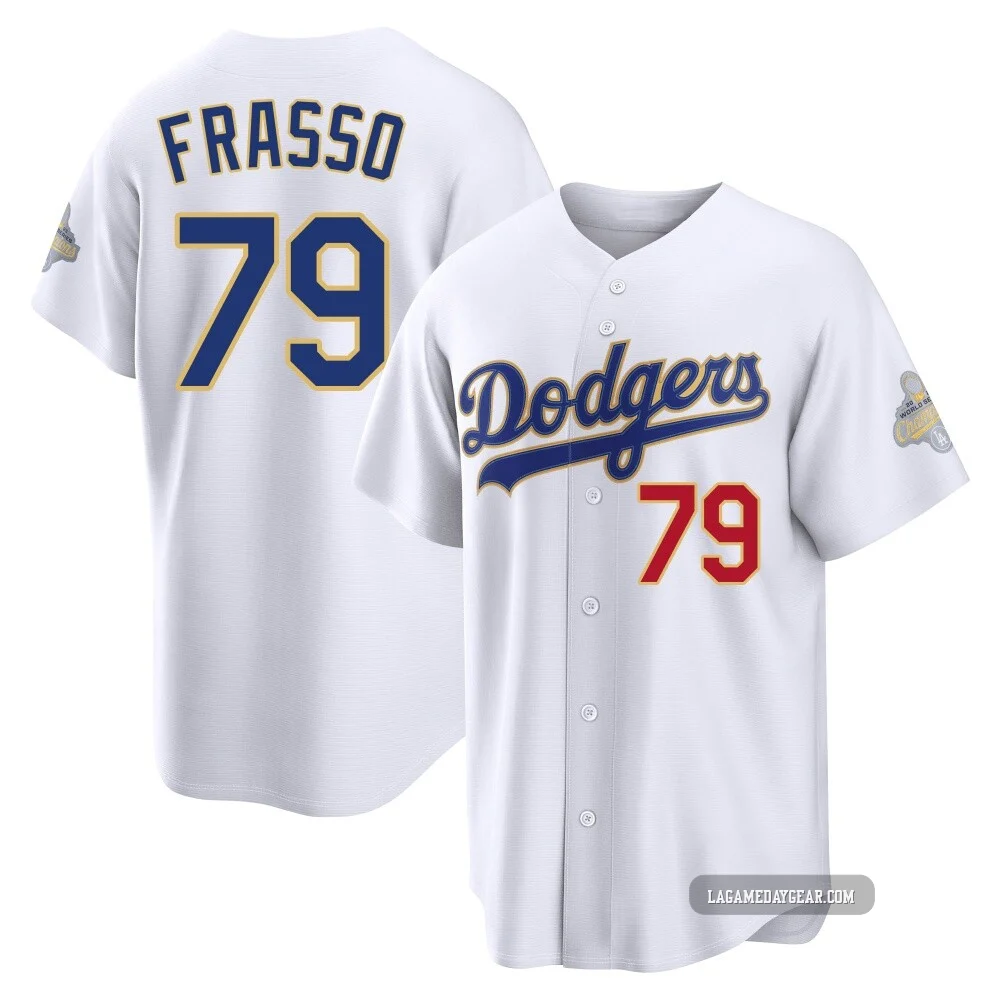 Nick Frasso ＃79 Los Angeles Dodgers Limited Youth Gold White 2026 Collection Stadium Jersey