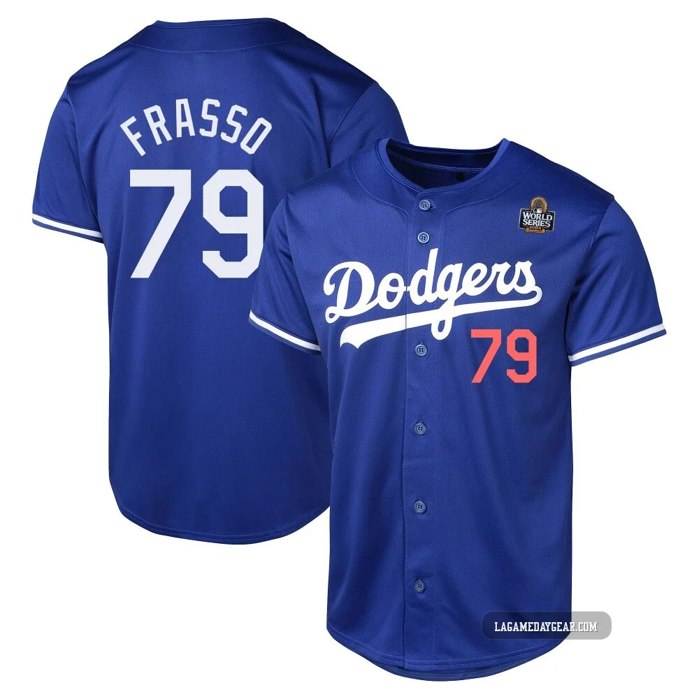 Nick Frasso ＃79 Los Angeles Dodgers Limited Youth Royal Alternate 2024 World Series Jersey