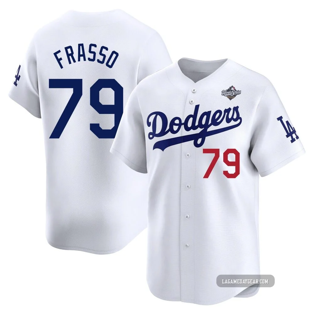 Nick Frasso ＃79 Los Angeles Dodgers Limited Youth White Home 2025 World Series Jersey