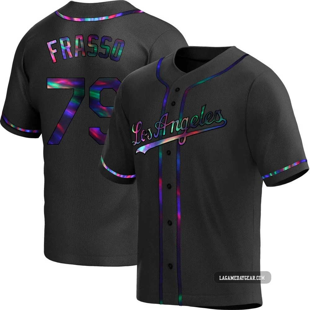 Nick Frasso ＃79 Los Angeles Dodgers Replica Men's Black Holographic Alternate Jersey