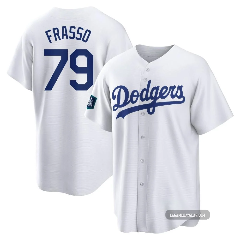 Nick Frasso ＃79 Los Angeles Dodgers Replica Men's White 2024 World Tour Seoul Series Home Jersey