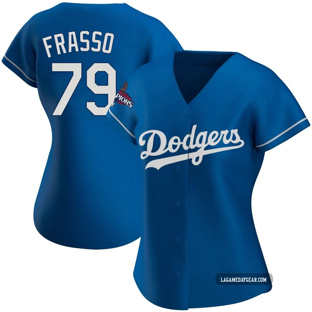 Nick Frasso ＃79 Los Angeles Dodgers Replica Women's Royal Alternate 2024 World Series Champions Jersey