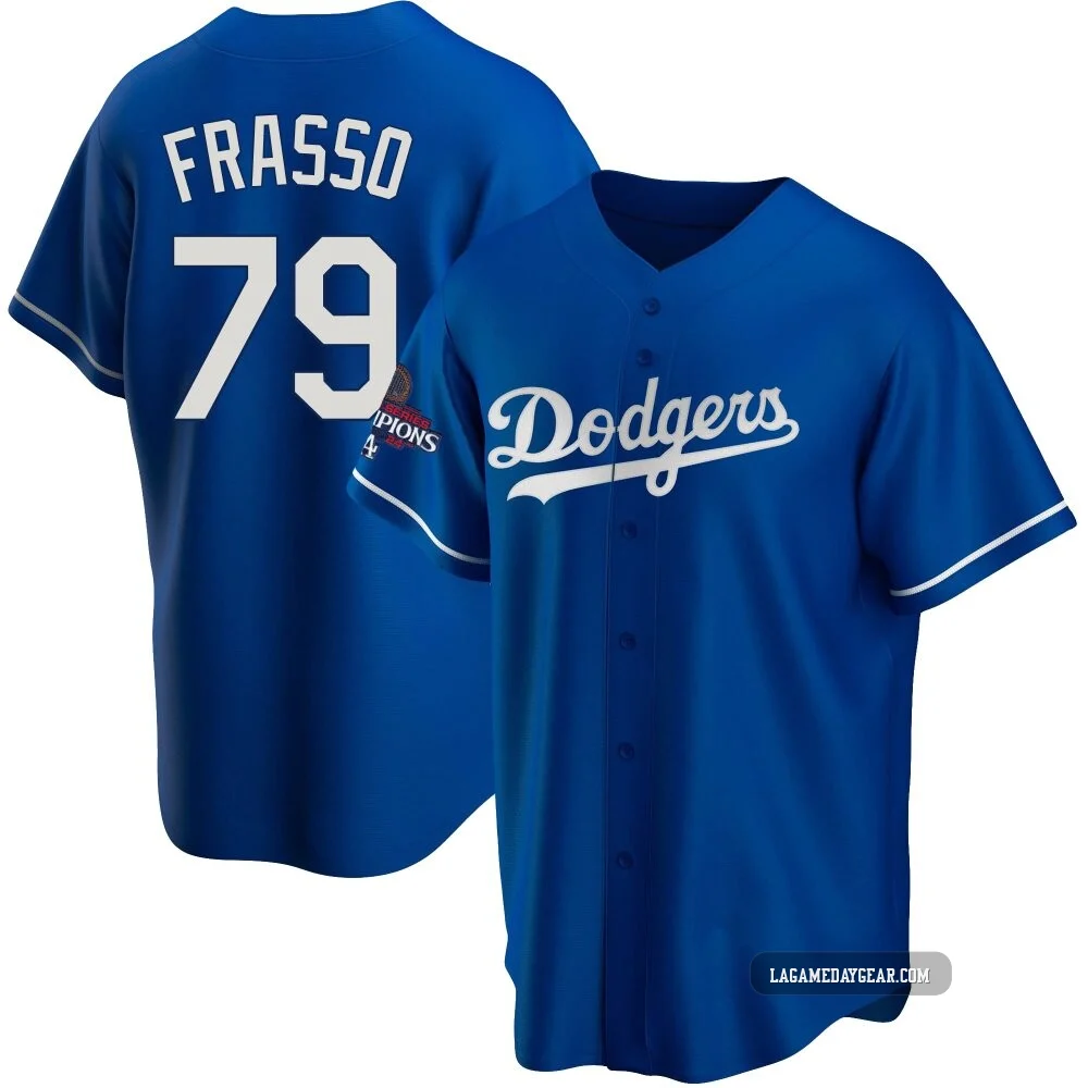 Nick Frasso ＃79 Los Angeles Dodgers Replica Youth Royal Alternate 2024 World Series Champions Jersey