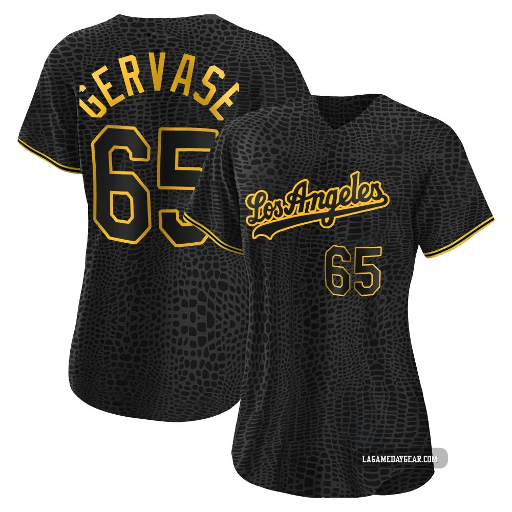 Paul Gervase ＃65 Los Angeles Dodgers Authentic Women's Black Snake Skin City Jersey