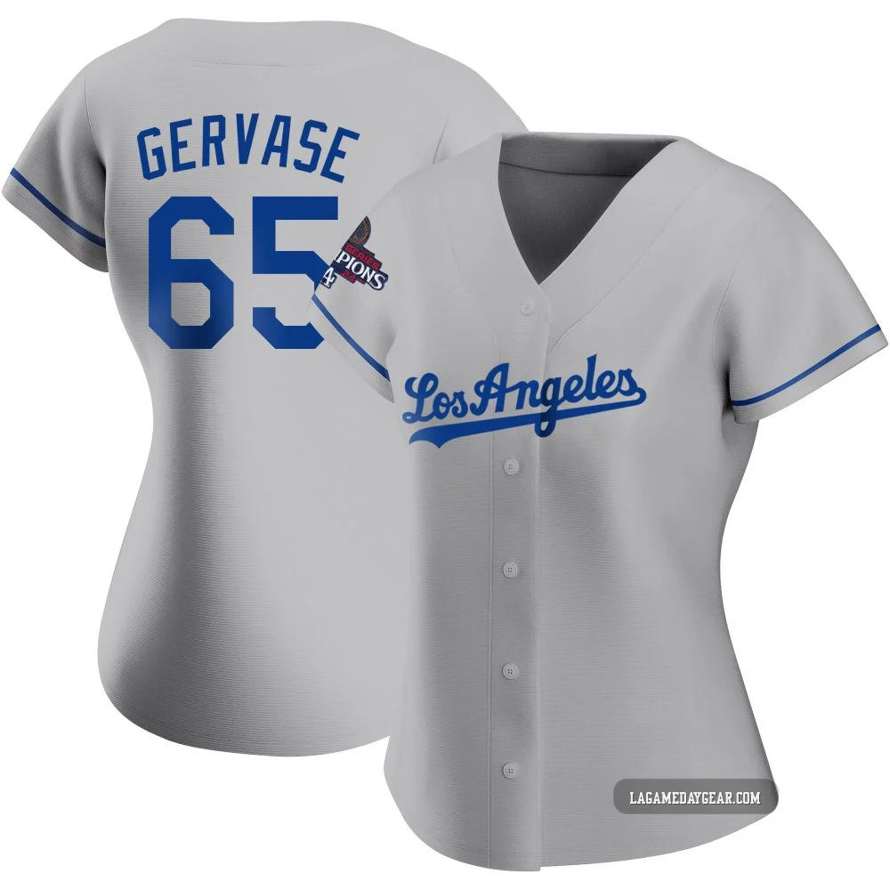 Paul Gervase ＃65 Los Angeles Dodgers Authentic Women's Gray Road 2024 World Series Champions Jersey
