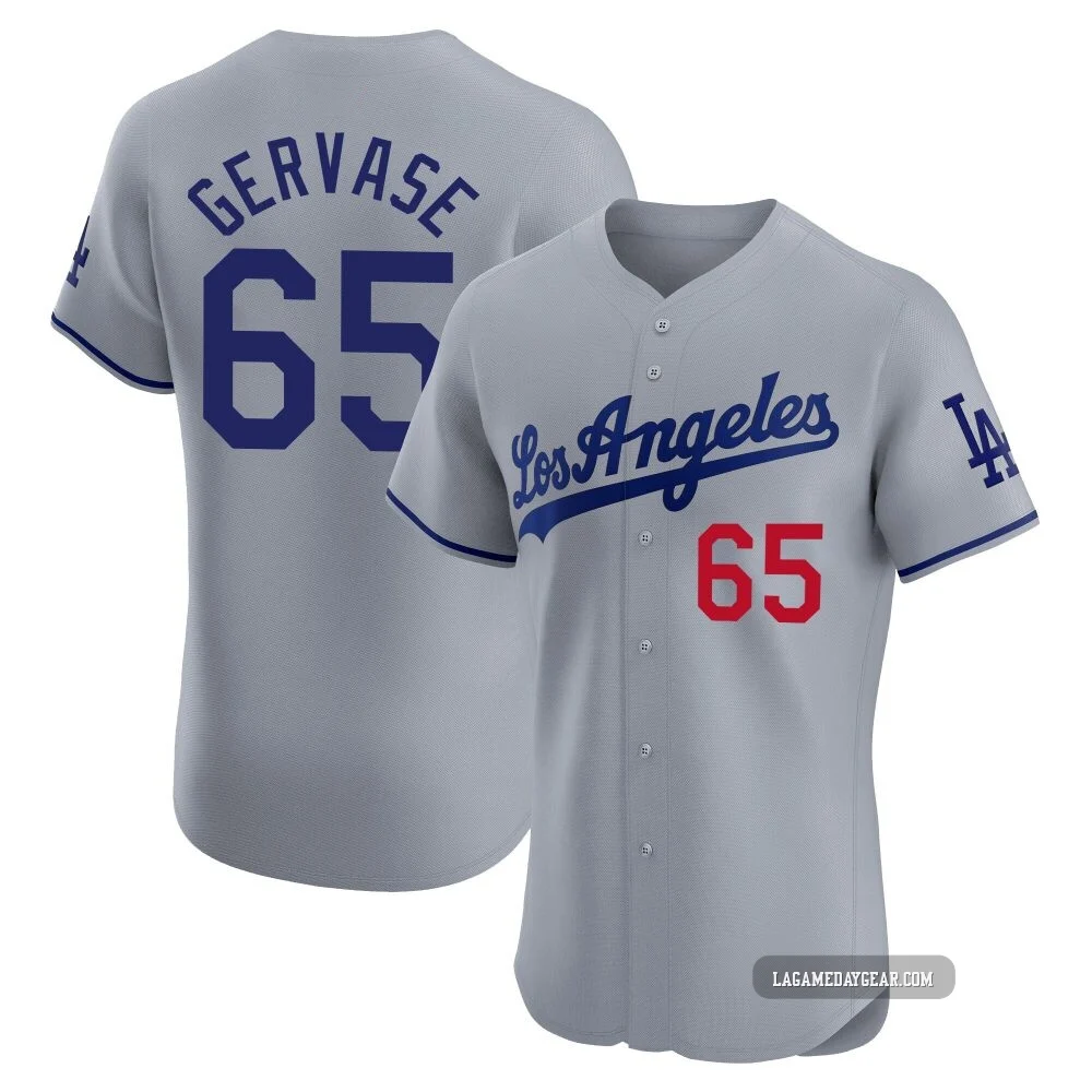 Paul Gervase ＃65 Los Angeles Dodgers Elite Men's Gray Road Jersey