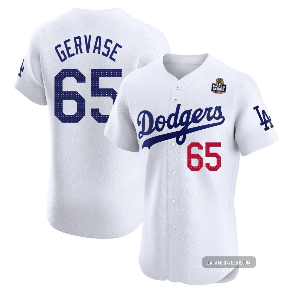 Paul Gervase ＃65 Los Angeles Dodgers Elite Men's White Home 2024 World Series Jersey