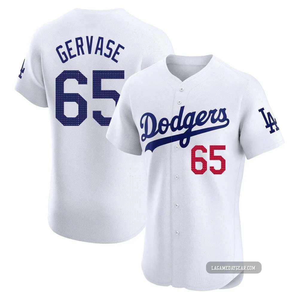Paul Gervase ＃65 Los Angeles Dodgers Elite Men's White Home Jersey