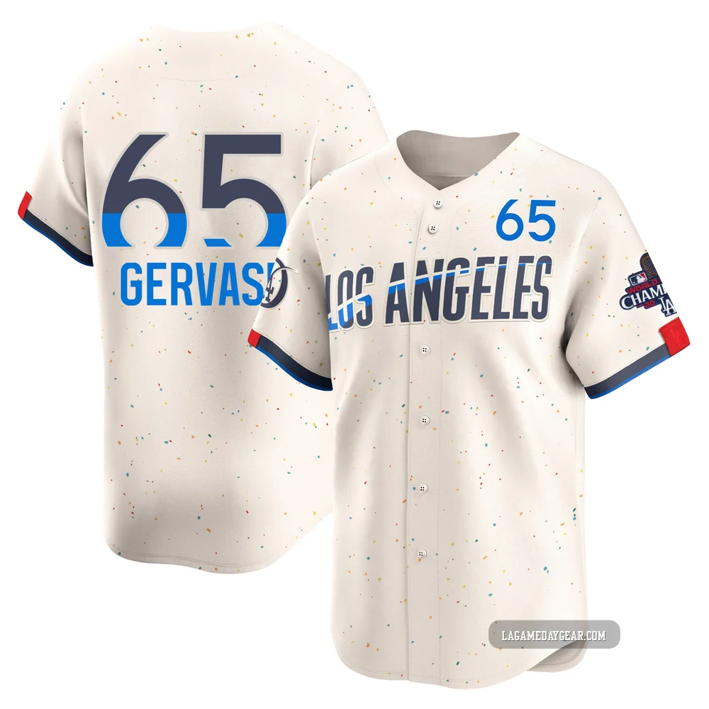 Paul Gervase ＃65 Los Angeles Dodgers Limited Men's Cream 2024 City Connect World Series Champions Jersey