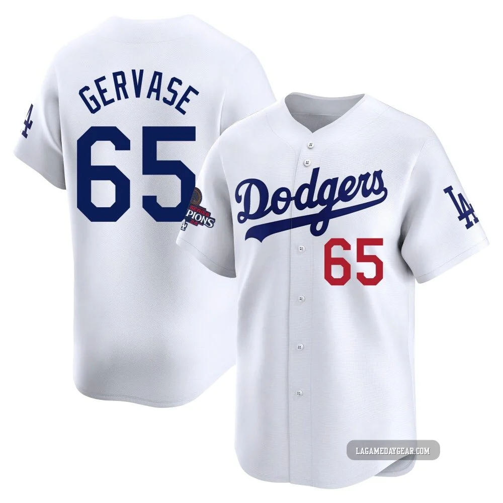 Paul Gervase ＃65 Los Angeles Dodgers Limited Men's White Home 2024 World Series Champions Jersey