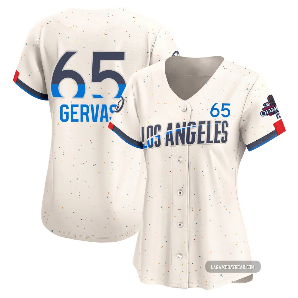Paul Gervase ＃65 Los Angeles Dodgers Limited Women's Cream 2024 City Connect World Series Champions Jersey