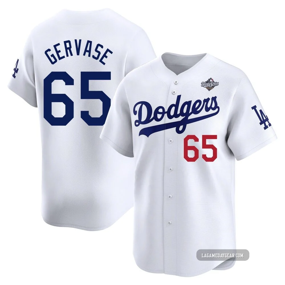 Paul Gervase ＃65 Los Angeles Dodgers Limited Youth White Home 2025 World Series Jersey