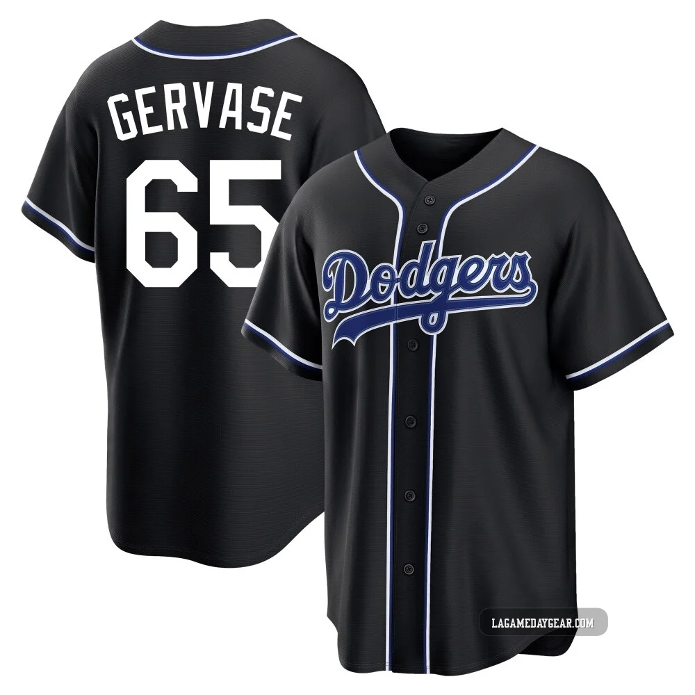 Paul Gervase ＃65 Los Angeles Dodgers Replica Men's Black Fashion Out Jersey