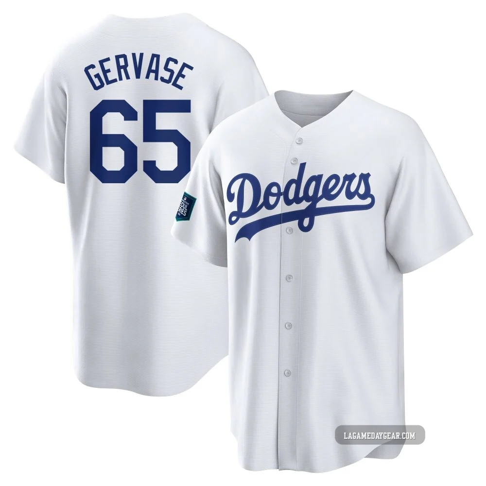 Paul Gervase ＃65 Los Angeles Dodgers Replica Men's White 2024 World Tour Seoul Series Home Jersey