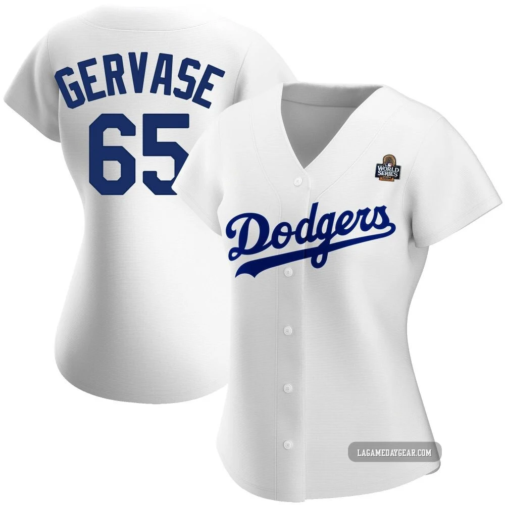 Paul Gervase ＃65 Los Angeles Dodgers Replica Women's White Home 2024 World Series Jersey