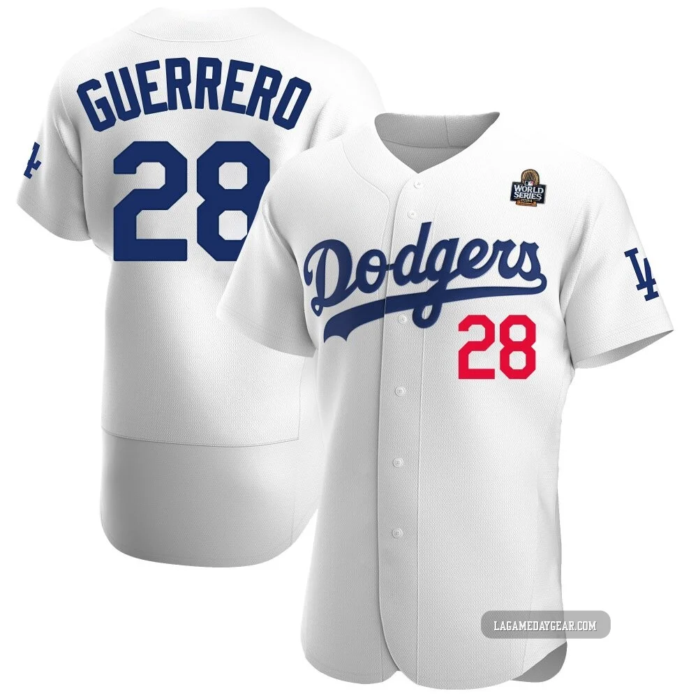 Pedro Guerrero ＃28 Los Angeles Dodgers Authentic Men's White Home Official 2024 World Series Jersey
