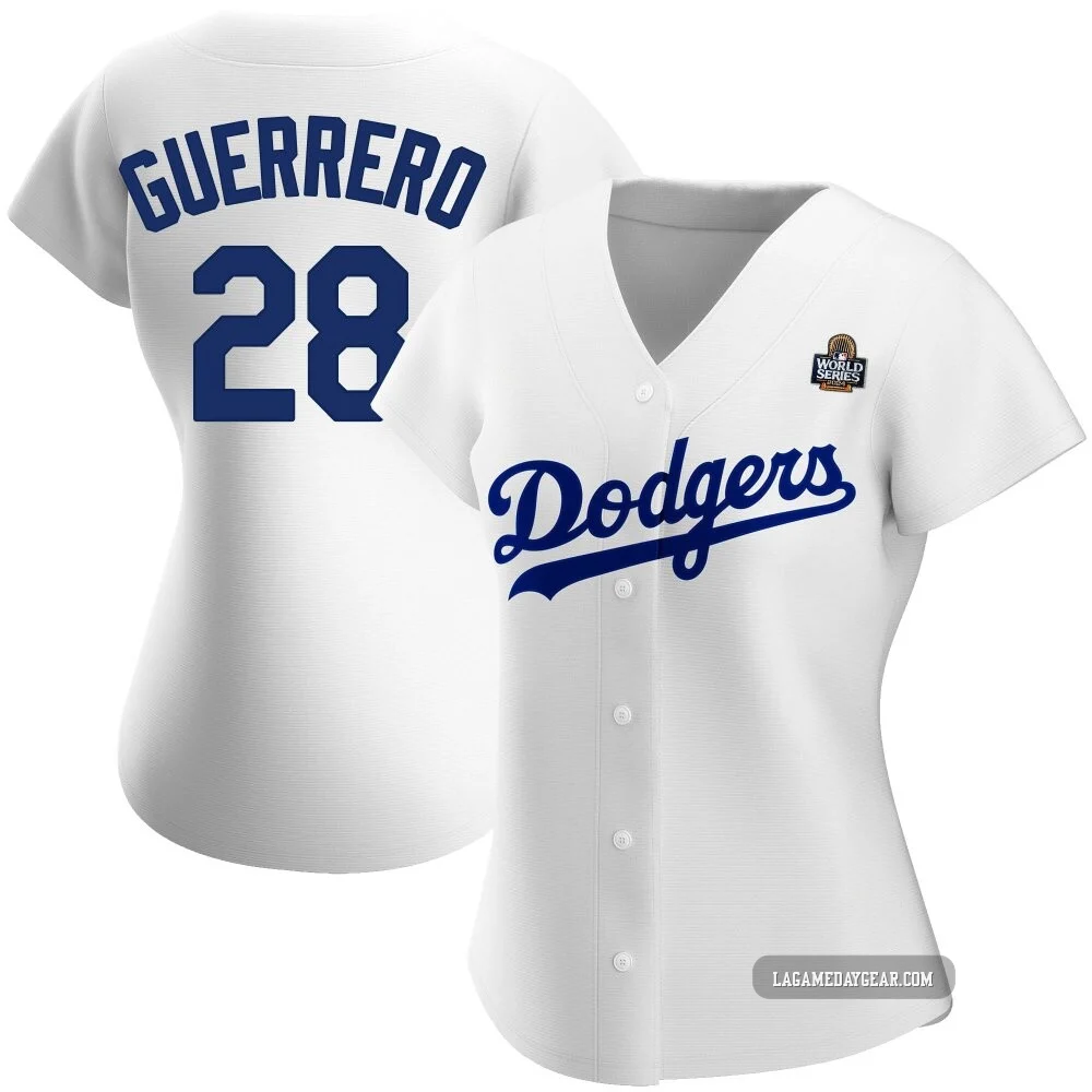 Pedro Guerrero ＃28 Los Angeles Dodgers Authentic Women's White Home 2024 World Series Jersey